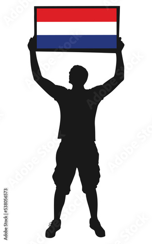 man holding a flag of Nederland