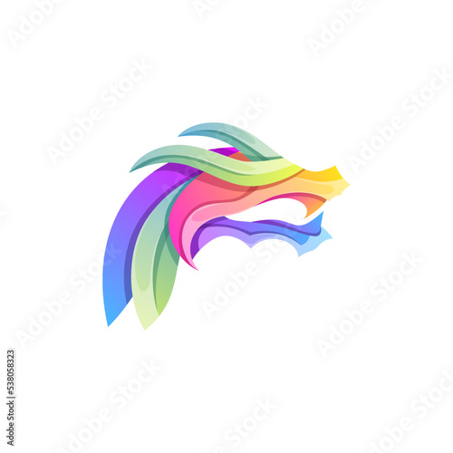 Vector logo illustration dragon gradient colorful style