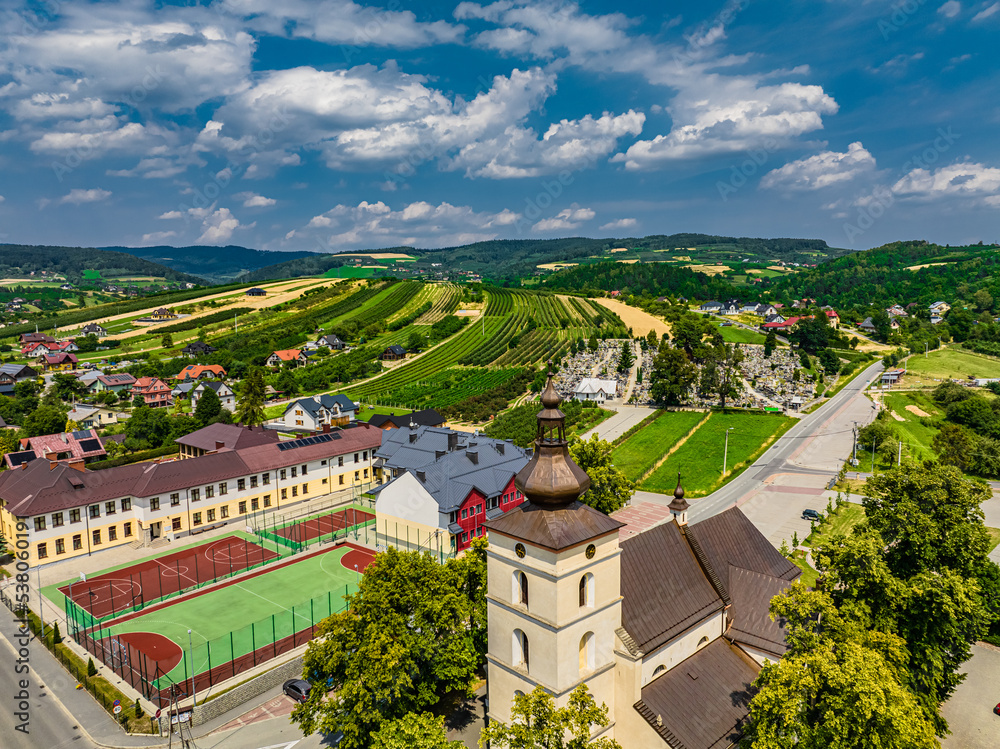 ŁĄCKO, Małopolska, ujęcia lotnicze, POLSKA