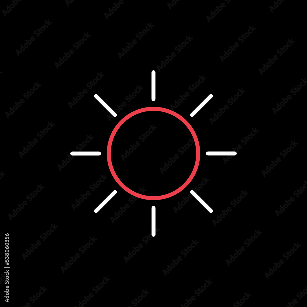 Sun vector icon. Symbol of the good weather Sun vector icon. Symbol of the good weather