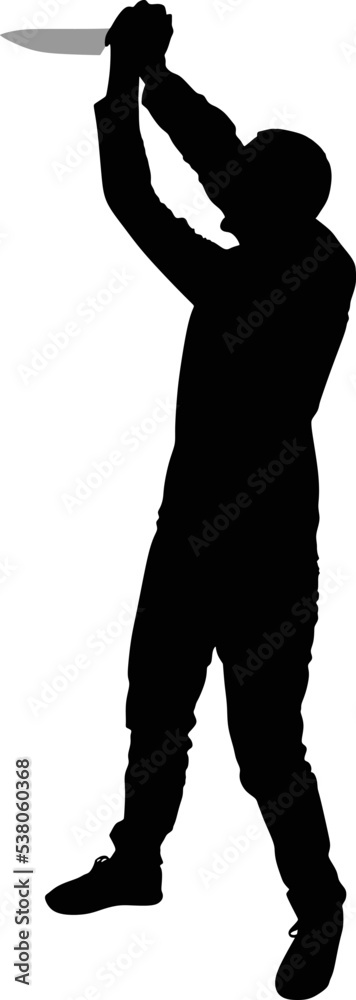 Horror Silhouette of Man with Knife