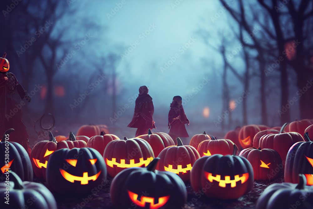 Halloween Horror Nights Freaky Background Smiling pumpkins