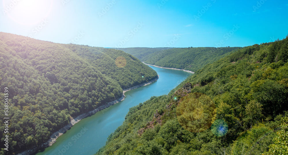 Dordogne river and forest in France