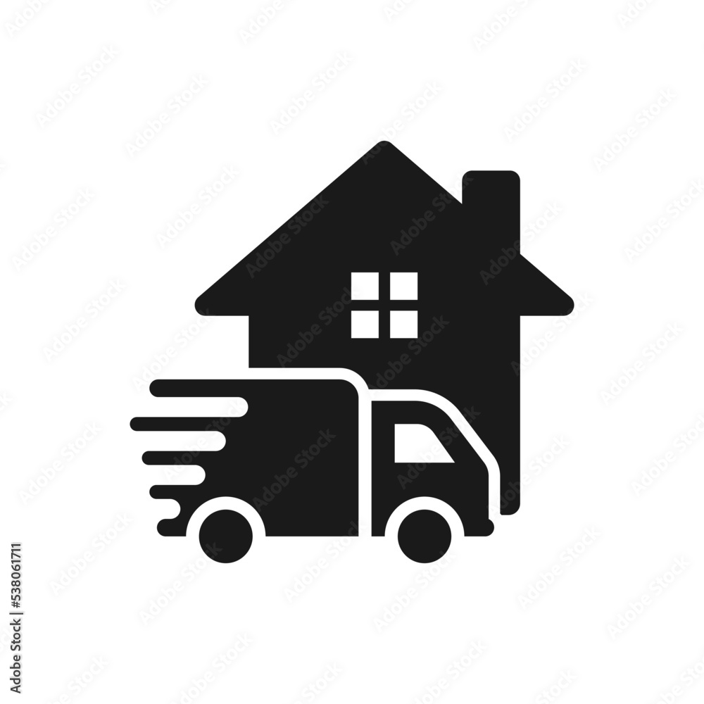 Home delivery truck icon concept isolated on white background. Vector illustration Home delivery truck icon concept isolated on white background. Vector illustration