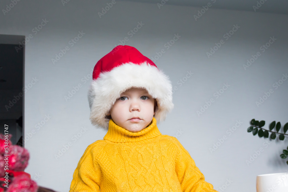 Fototapeta premium child in santa hat