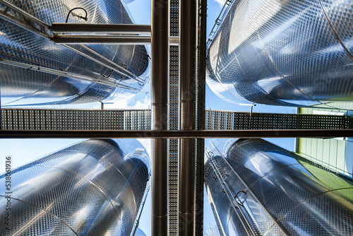 Photos Many alloy inox pipes in a factory