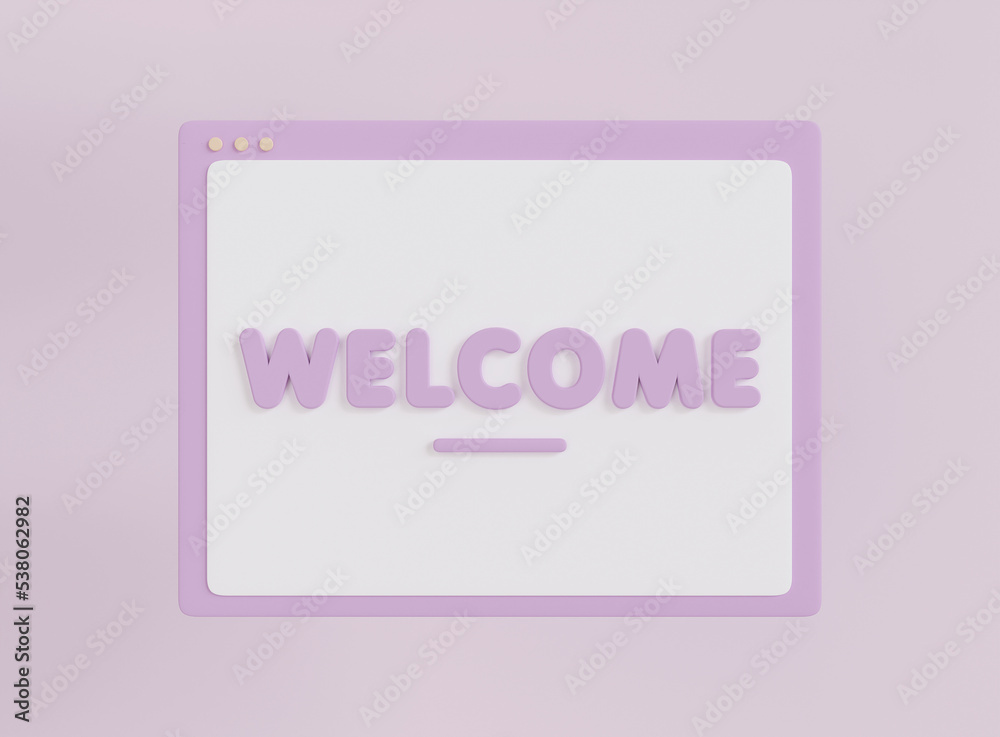 3D welcome text. 3D rendering. 3D welcome text. 3D rendering.