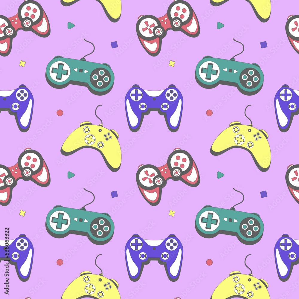 Seamless pattern gamepad in retro style. Game controller vector illustration Seamless pattern gamepad in retro style. Game controller vector illustration
