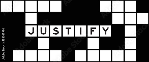 Alphabet letter in word justify on crossword puzzle background