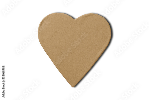 Blank heart shaped Kraft box mockup isolated on white background. 3d rendering.
