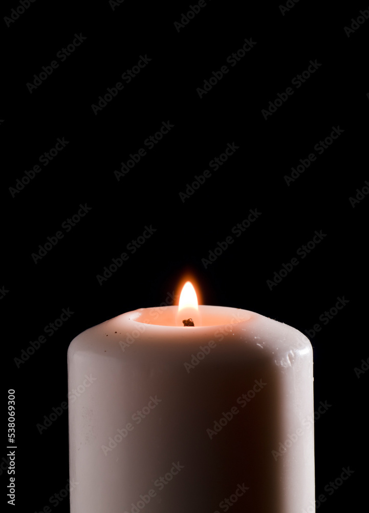 Wax candle with a blue dark back flame Wax candle with a blue dark back flame