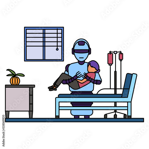 Patient transfer robot Concept, Bed Transport Assistance vector color icon design, Robotic medicine symbol, Healthcare Scene Sign, Innovation Artificial Intelligence Work in Modern Clinic stock illust