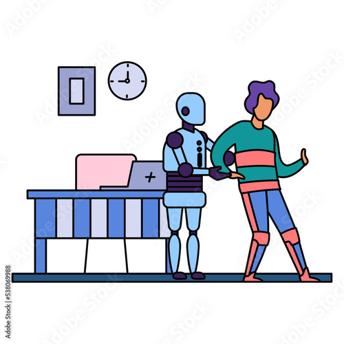 Exoskeleton robot Concept, Hybrid Assistive Limbs vector color icon design, Robotic medicine symbol, Healthcare Scene Sign, Innovation Artificial Intelligence Work in Modern Clinic