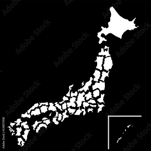 都道府県ごとに分離された日本地図