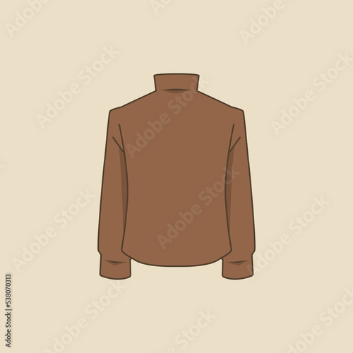 Turtleneck shirt. Flat design vector. Casual outifit. brown colored. long sleeve top.