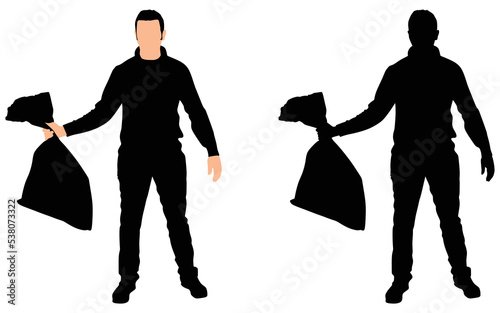 Man Holding garbage bag