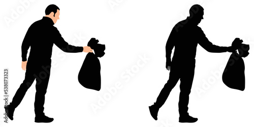 Man Holding garbage bag