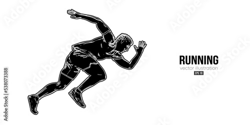 Abstract silhouette of a running athlete on white background. Runner man are running sprint or marathon. Vector illustration