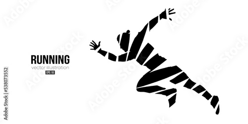 Abstract silhouette of a running athlete on white background. Runner man are running sprint or marathon. Vector illustration