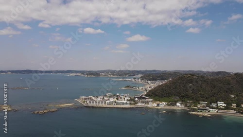 An aerial view of Sagami bay and Shibasaki coast photo