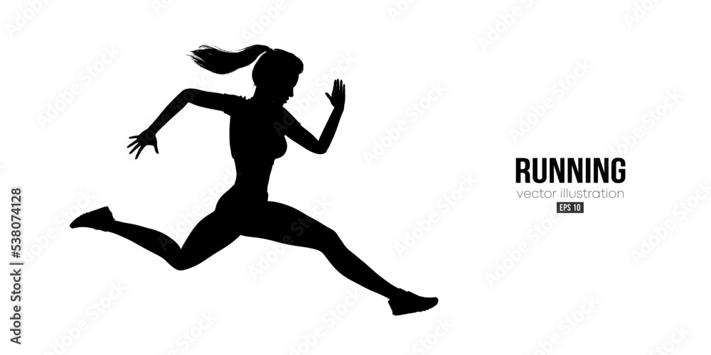 Abstract silhouette of a running athlete on white background. Runner woman are running sprint or marathon. Vector illustration Abstract silhouette of a running athlete on white background. Runner woman are running sprint or marathon. Vector illustration