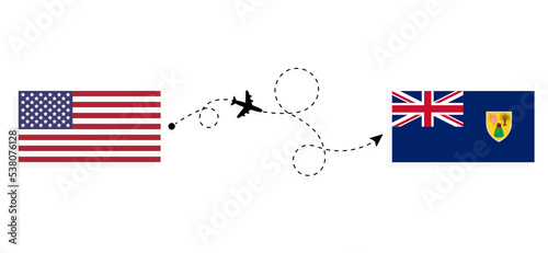 Flight and travel from USA to Turks and Caicos by passenger airplane Travel concept