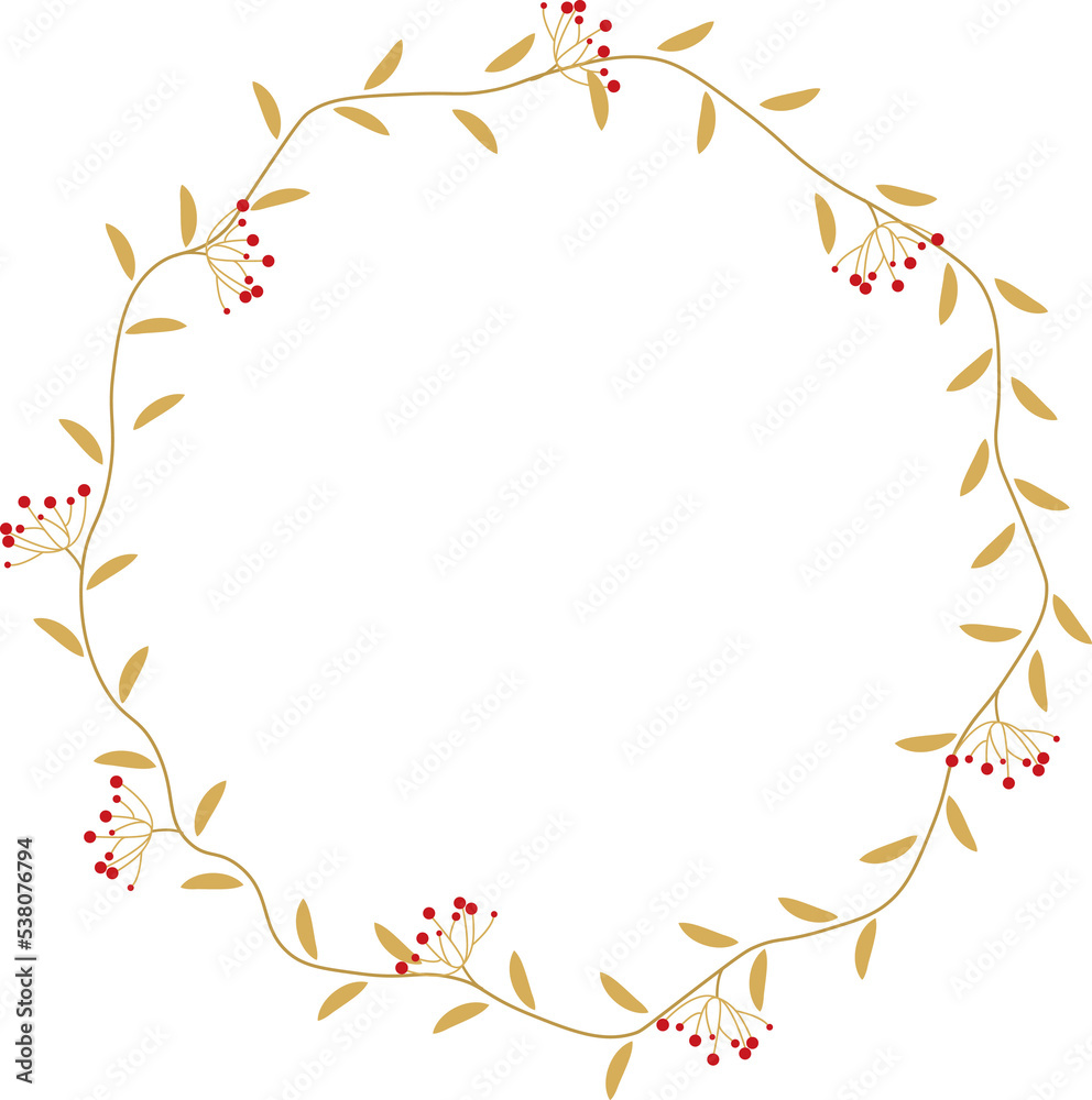 Fototapeta premium minimal golden dandelion wreath frame collection for christmas valentines or wedding