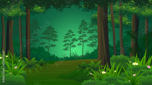 Lush Dense Green tropical Forest nature landscape background
