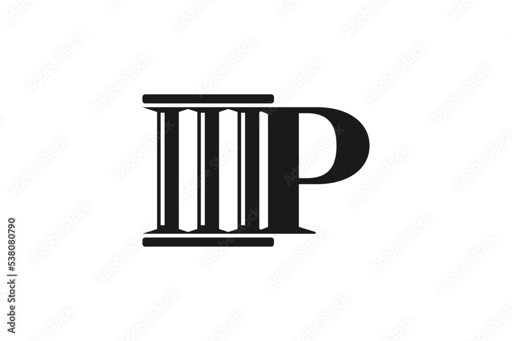 Law legal logo design pillar column icon symbol initial P letter Law legal logo design pillar column icon symbol initial P letter