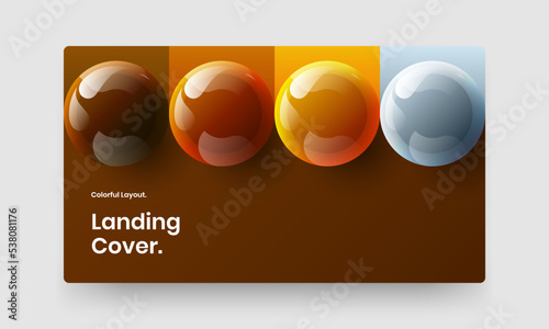 Vivid realistic spheres brochure concept. Simple landing page vector design layout. © kitka
