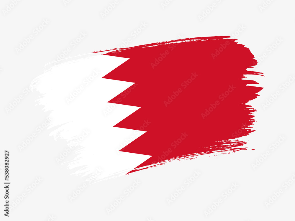 Fototapeta premium Bahrain flag made in textured brush stroke. Patriotic country flag on white background