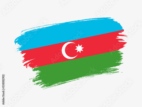Azerbaijan flag made in textured brush stroke. Patriotic country flag on white background