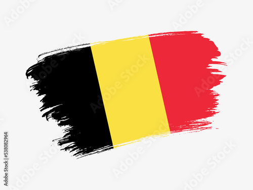 Belgium flag made in textured brush stroke. Patriotic country flag on white background
