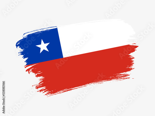Chile flag made in textured brush stroke. Patriotic country flag on white background