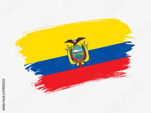 Ecuador flag made in textured brush stroke. Patriotic country flag on white background