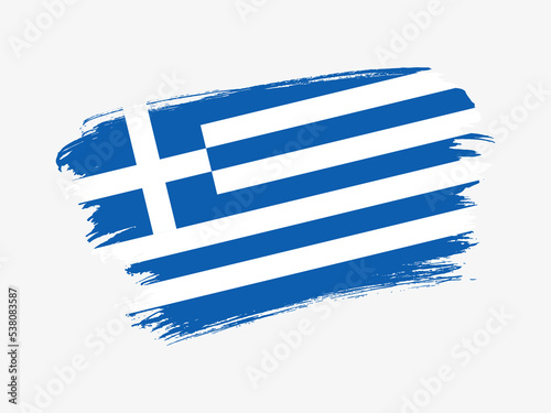Greece flag made in textured brush stroke. Patriotic country flag on white background