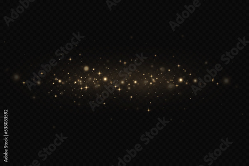 Light effect. Background of sparkling particles. Glittering elements on a transparent background.