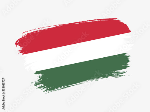 Hungary flag made in textured brush stroke. Patriotic country flag on white background