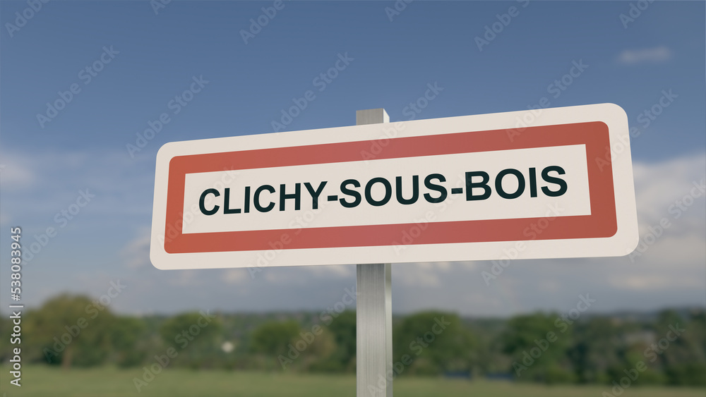 Panneau de la ville de Clichy-sous-Bois. Entrée dans la municipalité.	
