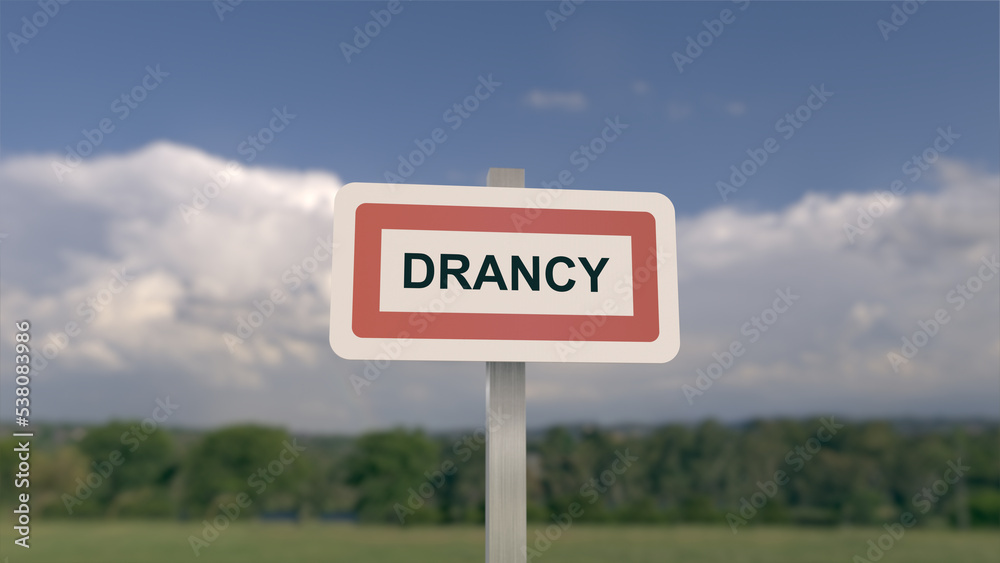 Panneau de la ville de Drancy. Entrée dans la municipalité.	
