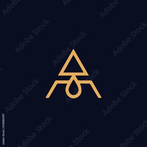 letter a and oil shaped line design