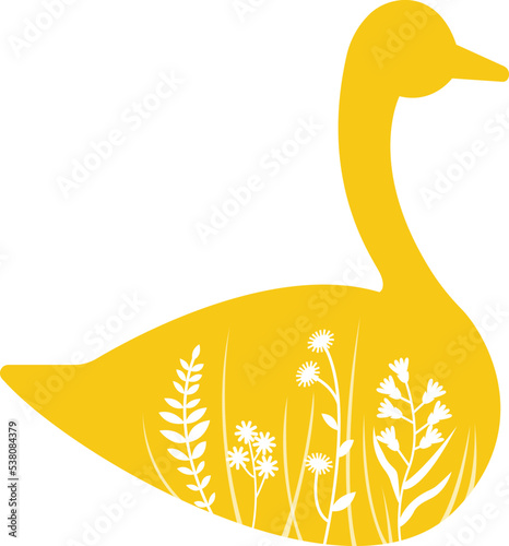 Floral goose pictogram isolated vector illustration for design