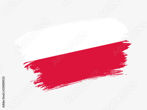Poland flag made in textured brush stroke. Patriotic country flag on white background