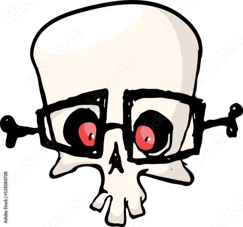 Grim reaper illustration. Cartoon  Halloween death skeleton mascot isolated on white background. Outlined