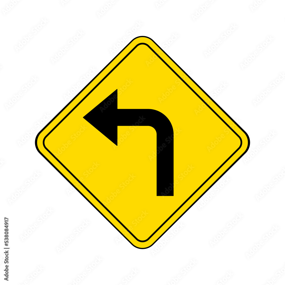 Sharp curve to left, traffic sign, vector illustration Sharp curve to left, traffic sign, vector illustration
