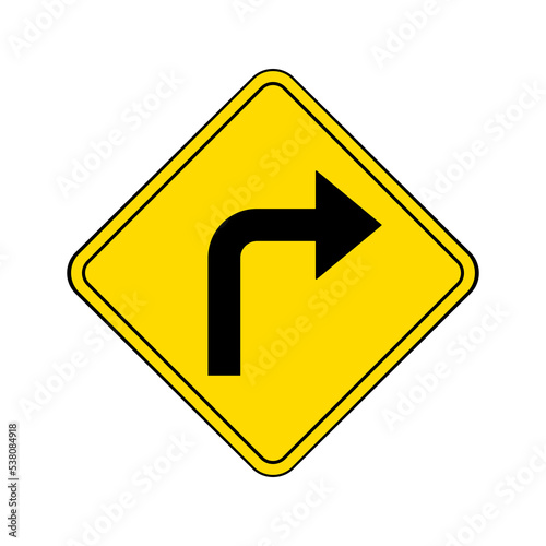 Free Download Sharp curve to right, traffic sign, vector illustration - GFXLoad