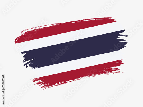 Thailand flag made in textured brush stroke. Patriotic country flag on white background