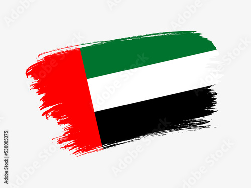 United Arab Emirates flag made in textured brush stroke. Patriotic country flag on white background