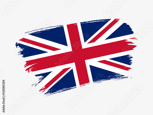 United Kingdom flag made in textured brush stroke. Patriotic country flag on white background