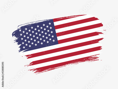 United States of America flag made in textured brush stroke. Patriotic country flag on white background